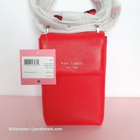 KATE SPADE Bradley North/South Pebbled Leather Phone Crossbody- Heirloom T.  🎈⭐ - Picture 15 of 16